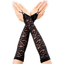 Yolev Long Fingerless Lace Gloves for Women Floral Lace Gloves Vintage Elbow Length Long Gloves for Wedding Dinner Parties