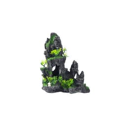SiissaPeksid Large Fish Tank Decorations - Mountain View Aquarium Ornament with Tree House Cave Bridge,Resin, 10.24x9.45x5.12 inches, C