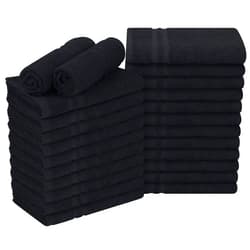 Utopia Towels - Cotton Bleach Proof Salon Towel (16x27 inches) - Bleach Safe Gym 100% Cotton Hand Towel (24 Pack, Black)