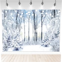 Mocsicka Winter Wonderland Backdrop 7x5ft Winter Snowy Forest Frozen Snowflake Party Decorations Photo Backdrops Winter Snow Scene Landscape Natural Scenery Photography Background