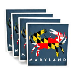 Lantern Press Maryland, Crab Flag (Absorbent Ceramic Coasters Set of 4 Matching Images, Cork Back, Kitchen Table Decor)
