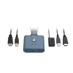 IOGEAR KVM 2-Port Full HD KVM Switch with Cables - 1920 x 1200 60Hz - Control Two HDMI Computers - Plug-n-Play - Xbox / PS4/5 - Windows, Mac and Linux - GCS32HU