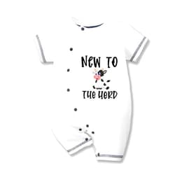HTERDR Newborn Boy Outfits New To The Herd Farm Baby Girl Clothes Funny Cow Cute Infant Creeper One-Piece Baby Bodysuit 0-24 Months