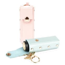 Adorila 2 Pack Lipstick Case Keychain, Soft Leather Chapstick Holder for Women, Potable Clip-on Sleeve Lipstick Pouch (Green & Pink)