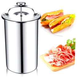 Skylety 1 Piece Meat Press Maker Stainless Steel Ham Press Maker with Thermometer Sandwich Deli Meat Press Bacon Ham Maker for Making Homemade Healthy Deli Seafood Poultry Patty Meat Cooking Tool