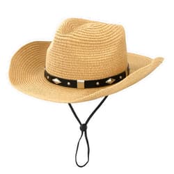 Mealah Straw Cowboy Hat for Women Men Western Sun Hat Wide Brim Summer Belt Cowgirl Hats(M-L)