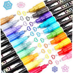 Muchcute Shimmer Markers Outline Markers Glitter Pens: 20 Tween Teen Girl Gifts Trendy Stuff Crafts Art Supplies Kids Ages 4 6 8 9 10 12 14 16 Year Old Doodle Dazzles Shimmer Marker Set Sparkle Outliner Pens