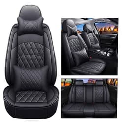 DLXBFB66 Car Seat Covers Full Set for McLaren 765LT 2020 2021 2022 2023 2024, Leather Seat Covers Vehicle Cushion Compatible with Airbag Breathable and Waterproof,Black