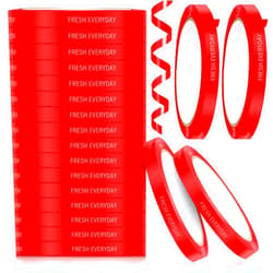 Hoolerry 12 Packs Bag Tape Sealer, 3/8 Inch Poly Bag Sealer Tape, Plastic Tape Bag Sealer for Bags Package Vegetables Meat Cake Icing Packaging and Sealing (Red, 100yd)