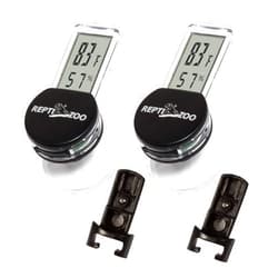 REPTI ZOO 2 Pack Reptile Terrarium Thermometer Hygrometer Digital Display Pet Rearing Box Reptiles Tank Thermometer Hygrometer with Suction Cup