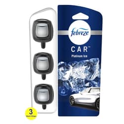 Febreze Car Air Freshener Vent Clip Platinum Ice Scent, .07 oz. Car Vent Clips, Pack of 3 and Stay-Fresh Storage Case