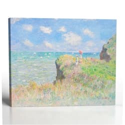 Crossroads Home Décor Monet Wall Art, Impressionist Wall Art, Cliff Walk At Purville Canvas Print, Fine Art Prints, Famous Paintings, Ready To Hang, C2413-16x20