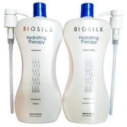 Biosilk Hydrating Therapy Shampoo and Conditioner 34oz with Two Pumps Bundle