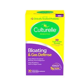 Culturelle Bloating & Gas Defense, Digestive Enzymes & Probiotics for Digestive Health, 30 Capsules, Supports Occasional Indigestion & Discomfort