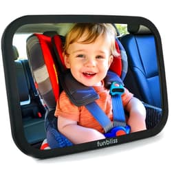 Funbliss Baby Car Mirror for Rear Facing Seat,360° Rotation, Safety CertifiedShatterproof Acrylic Glass, Clear Wide View,Infant Car Mirror for Car Seat Rear Facing