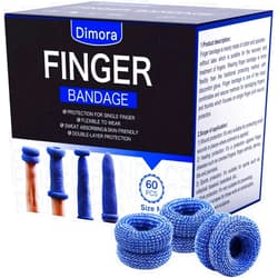 Dimora Finger Cots, Pack of 60 (Medium Size) Finger Protectors, Breathable Bandages for Wound Care, Stretchy Sleeves for Gardening, Fitness and Cargo Handling, Blue