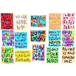 WordPosters Addiction Sobriety Wall Art - SET of 14 Prints - Wall Art Posters 12 Steps Sober Positive Recovery Affirmation Gift AA NA Maximalist Decor