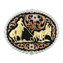 Montana Silversmiths Montana Silversmith Tri Color Team Roper Attitude Belt Buckle - 60969