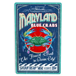 Lantern Press 12x18 Inch Metal Sign, Ocean City, Maryland, Blue Crabs Vintage Sign