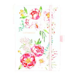 DAONEG Pink Mackerel by Tekukor A5 160gsm Dot Grid Journal Notebook - Premium Thick Dotted Sketchbook with 192 Pages - Pink Peonies