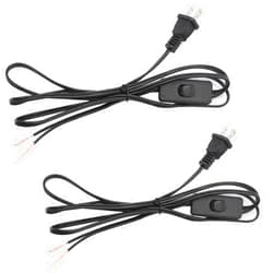 smseace 2-Piece 6 Feet Black Light Cord, Lamp Power Cord with On/Off Switch Button and Plug, There is Only One Plug and Need to Be Wired,Stripped End Can Be Used for Wiring DX-2P