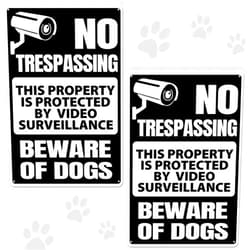 Loopeer 2 Pack Beware of Dog Sign for Fence 12 x 8 Inch No Trespassing Sign Warning Metal Tin Sign Beware of Dog Signs Waterproof for Lawn Garden Yard Wall Outdoor Indoor Decorations
