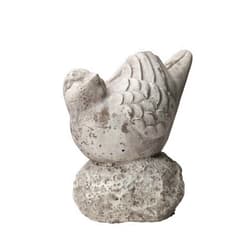 Benzara Benjara Cement Bird Figurine in Upright Position with Hollow Base, Gray