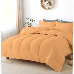 Velosso 3 PC Straight Line Pattern Comforter Set Premium Super Soft 600 GSM All Season | 1000 Thread Count | 100% Egyptian Cotton ( Full/Queen Size, Sand Color)
