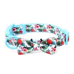 Mile High Life | Girl Dog Collars | Cute Bowtie Dog Collar | Soft Poly Cotton Fabric Collars for Medium Dogs | Flower & Fruit Pattern(Wild Rose, Collar & Bowtie-M)