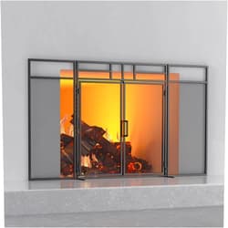 Fire Beauty 3-Panel Folding Fireplace Screen with Magnetic Hinged Doors, Solid Wrought Iron Panels Fire Spark Guard