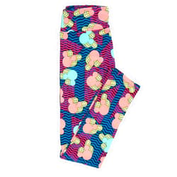 Lularoe One Size OS Disney Mickey Mouse 3D Wavy Stripe Leggings fits Adult Sizes 2-10 4505-I6 Multicoloured
