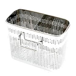 Daeheung Industries Kitchen Utensils Chopsticks Holder Drying Rack Basket with Hooks 2 Divided Compartments Quality Stainless Steel Large L5.4 X H4.3 X W2.6