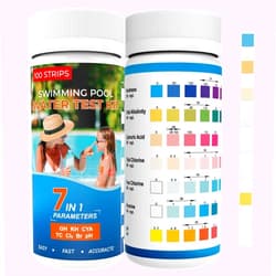 AKSBTEC Accurate Pool&SPA Test Strip,7IN1,100 Hot Tub Test Strips Quick&Easy Pool Water Testing Kit for Bromine,Total Alkalinity,pH,Free Chlorine,Total Hardness,Cyanuric Acid Pool Test Kit (7IN1)
