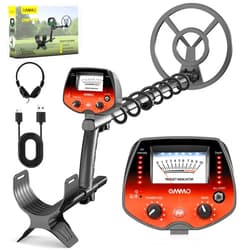 OMMO Metal Detector, High Accuracy Pointer Metal Detector for Adults with Backlight 10'' Waterproof Coil USB Cable, All&Disc&Pinpoint Mode, for Detecting Gold Coin Treasure Hunting