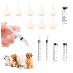 Vaokin 8PCS Silicone Feeding Nipples with Professional Reusable Kitten Feeding Syringes for Newborn Kittens, Puppies, Pets, Wildlife, Rabbits, Squirrel,Small Animals (3 Small+5 Medium+5 Syringes)