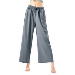 Generic Women Summer High Waisted Women's Casual Pants Premium Cotton Blue Women Legging Sweatpants Skin Casual Wide Leg Women