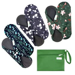 Langsprit Absorbent Reusable Menstrual Sanitary Pads/Washable Cloth Menstrual Period Pads,Reusable Panty Liners(Winter,M)