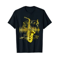 Saxophone Music Gifts Music Notes Treble Clef Saxophonist Jazz Musician Saxophone T-Shirt