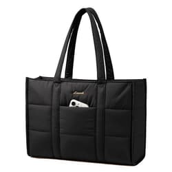 LOVEVOOK Laptop Bag for Women, Puffer Tote Bag for Work 15.6 Inch Large Computer Briefcase for Teacher Nurse, Quilted Lightweight Casual Shoulder Bag For Travel, Daily