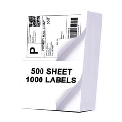 Labelebal (1000 Labels/500 Sheets)Labelebal Half Sheet Self Adhesive Shipping Labels for Laser & Inkjet Printers, 8.5