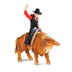 Schleich Farm World Cowboy Bull Riding 4-Piece Cowboy Toy Set for Rodeo Fans & Kids Ages 3+