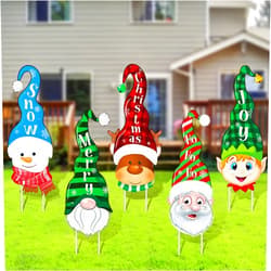 Tiamon 10 Pieces Christmas Yard Signs 29 Inch Cute Santa Claus Snowman Gnome Reindeer Elf Yard Decor Xmas Lawn Decorations Stakes Signs for Winter Holiday Christmas Outdoor Garden Decorations