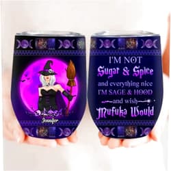YOUNG GREEN I'm Sage Hood and Wish Mufuka Would Personalized Witch Tumbler Custom Name Funny Witch Coffee Cup Horror Witch Tumbler Spooky Gift For Woman Sister BFF Witch Lover on Halloween, one