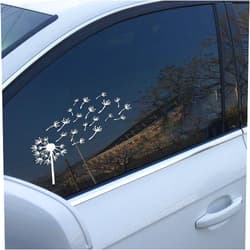 LAINLOY Dandelion Flying Flowers Sticker Decal, Die Cut Vinyl Window Sticker, Holographic Sticker for Car Truck Van SUV Laptops Tablets Notebook Water Bottles (White)