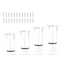 Uenhoy Set of 4 Adjustable Furniture Legs 3.15-4.72 Inch Metal Heavy Duty Cabinet Legs for Chair Table Dresser Sofa Couch Bed, Furniture Support Legs, Furniture Feet Replacement, White