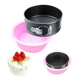 ARNISION Springform Pan Set, Nonstick Springform Pan Cheesecake Pan Removable Bottom, Leakproof Springform Pan Protector, 10 Pcs Parchment Paper liners (4INCH ROUND)