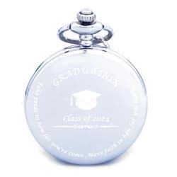 FJ FREDERICK JAMES Graduation Gifts for Him 2024 - Silver Pocket Watch - Engraved ‘Class of 2024’ – Perfect College Graduation Gifts for Him I Meaningful High School Graduation Gifts for Boys/Son