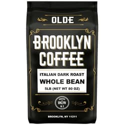 OLDE BROOKLYN COFFEE BROOKLYN COFFEE Whole Bean, Italian Dark Roast (5lb) Extra Strong, Delicious Taste, Heavenly Aroma - Fresh Bulk Coffee Beans Roasted Weekly in NYC