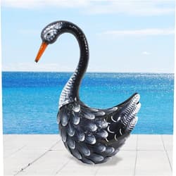 Oritty Black Swan Statue Garden Decor for Outside,Bird Garden Statues for Outdoor Decor, Goose Decorative Metal Animal Ornaments Yard Art for Lawn, Patio, Porch, Pool