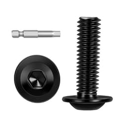 Kvohlum M8-1.25 x 25mm 20 PCS Flanged Button Head Socket Cap Bolts Screws, Stainless Steel 304, Allen Socket Drive, Screwdriver Bit Included, Black Finish, Fully Machine Thread